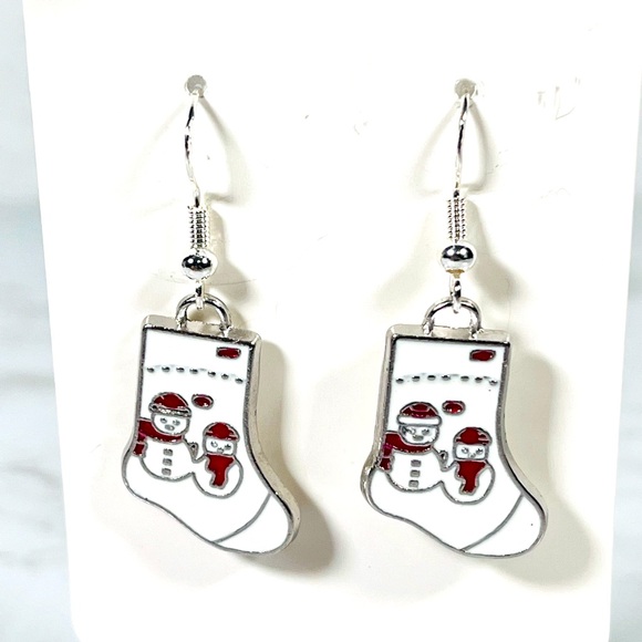 Hand Crafted Jewelry - Stocking with Snowman Earrings
